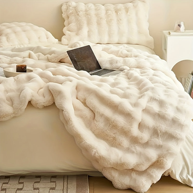 Faux Rabbit Fur Blanket Thick Soft Plush Warm Throw