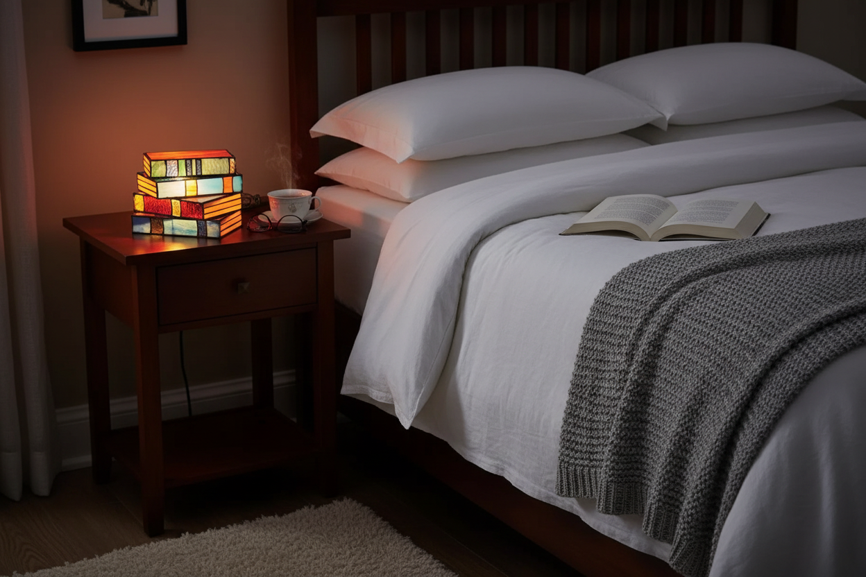 GlassNovel Stained Glass Book Table Lamp E27 Decorative Light
