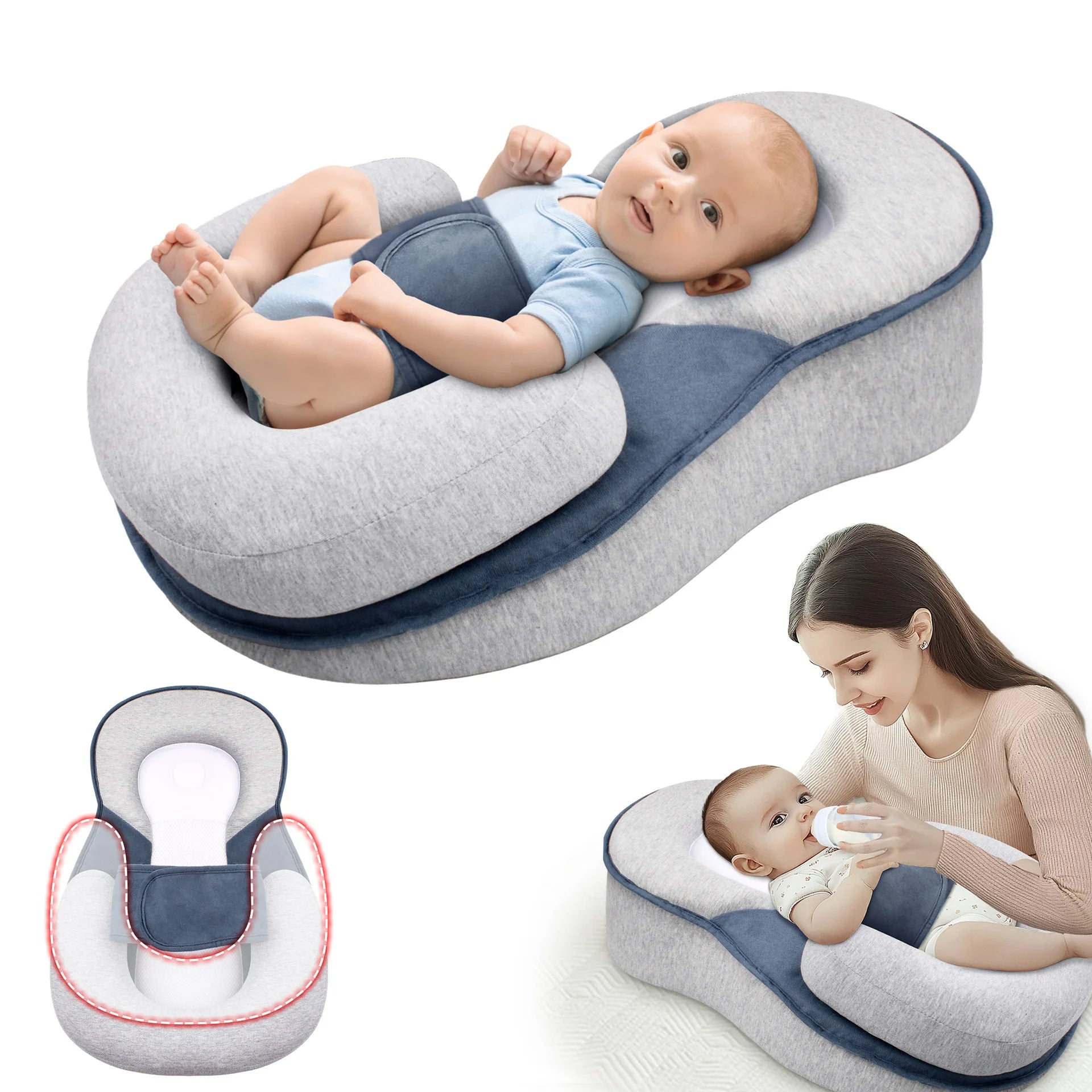 Anti Reflux Baby Lounger Elevated Infant Sleep Positioner Cushion