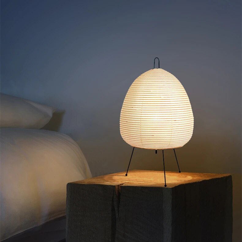 Japanese Rice Paper Table Lamp LED Akari Style Bedside Light
