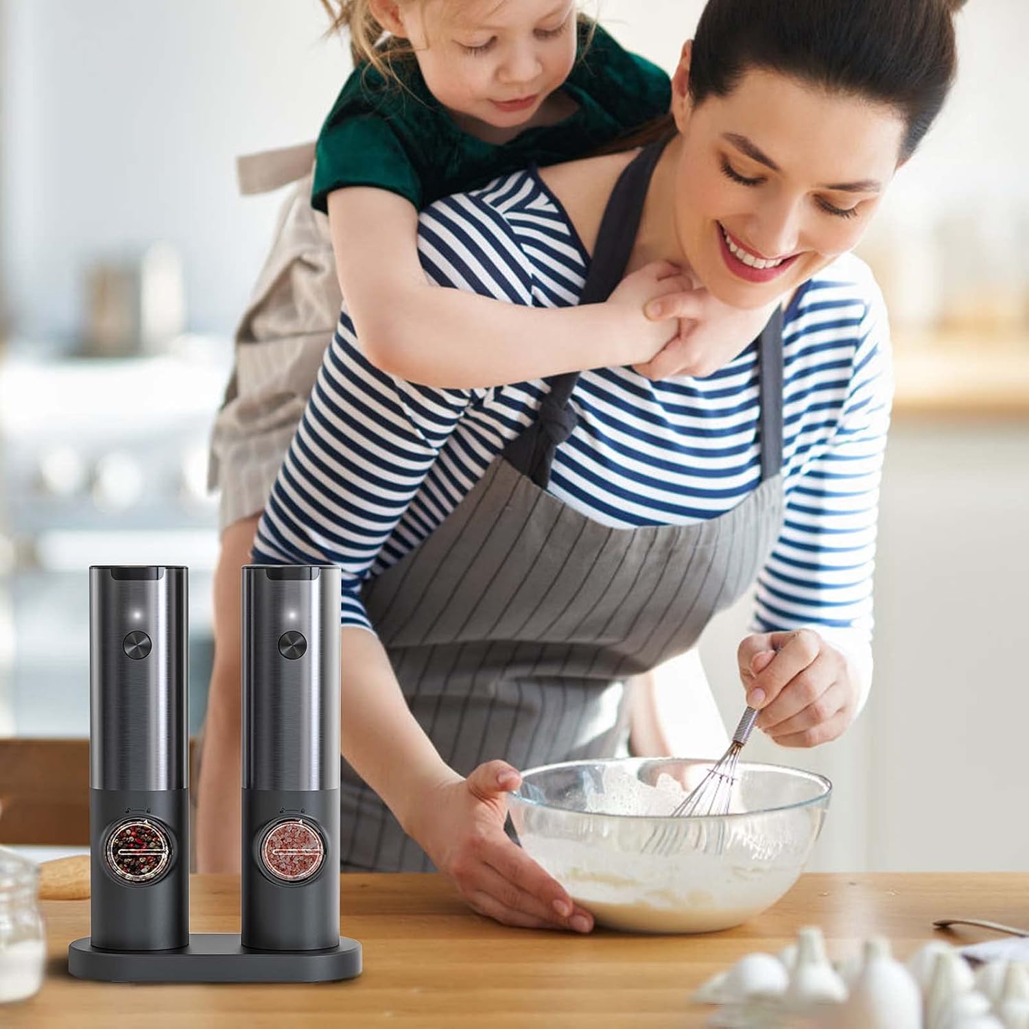 Rechargeable Electric Salt & Pepper Mill Set with LED