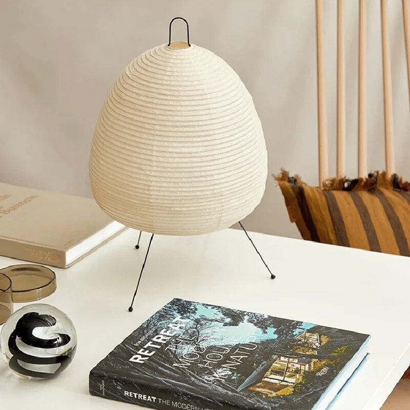 Japanese Rice Paper Table Lamp LED Soft Glow Paper Lantern Light