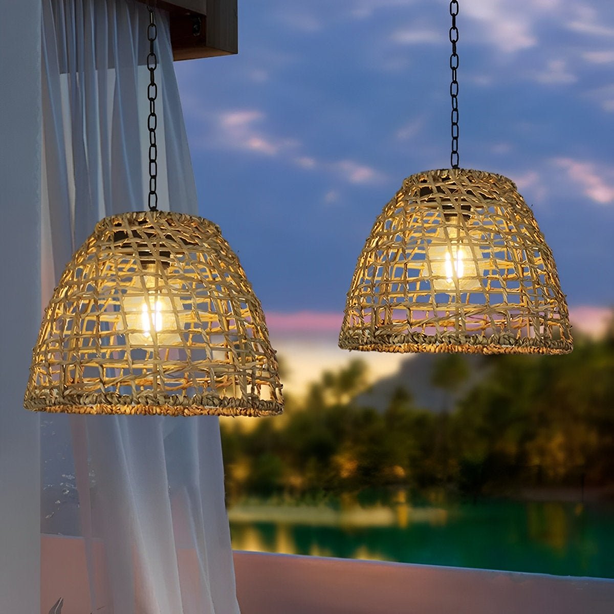 Solar Bell Pendant Lantern IP44 Waterproof Outdoor Chandelier