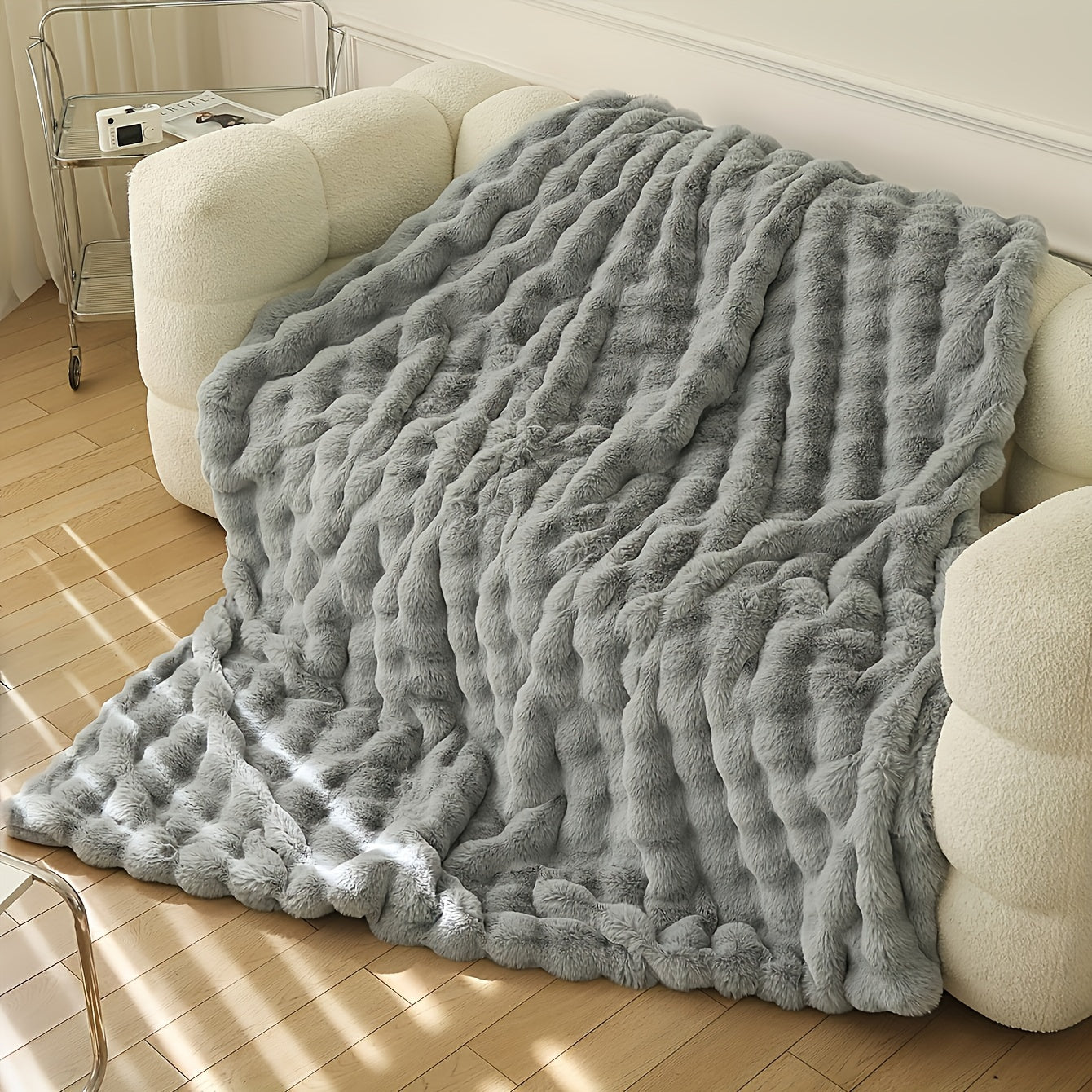 Faux Rabbit Fur Blanket Thick Soft Plush Warm Throw