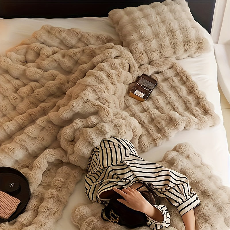 Faux Rabbit Fur Blanket Thick Soft Plush Warm Throw