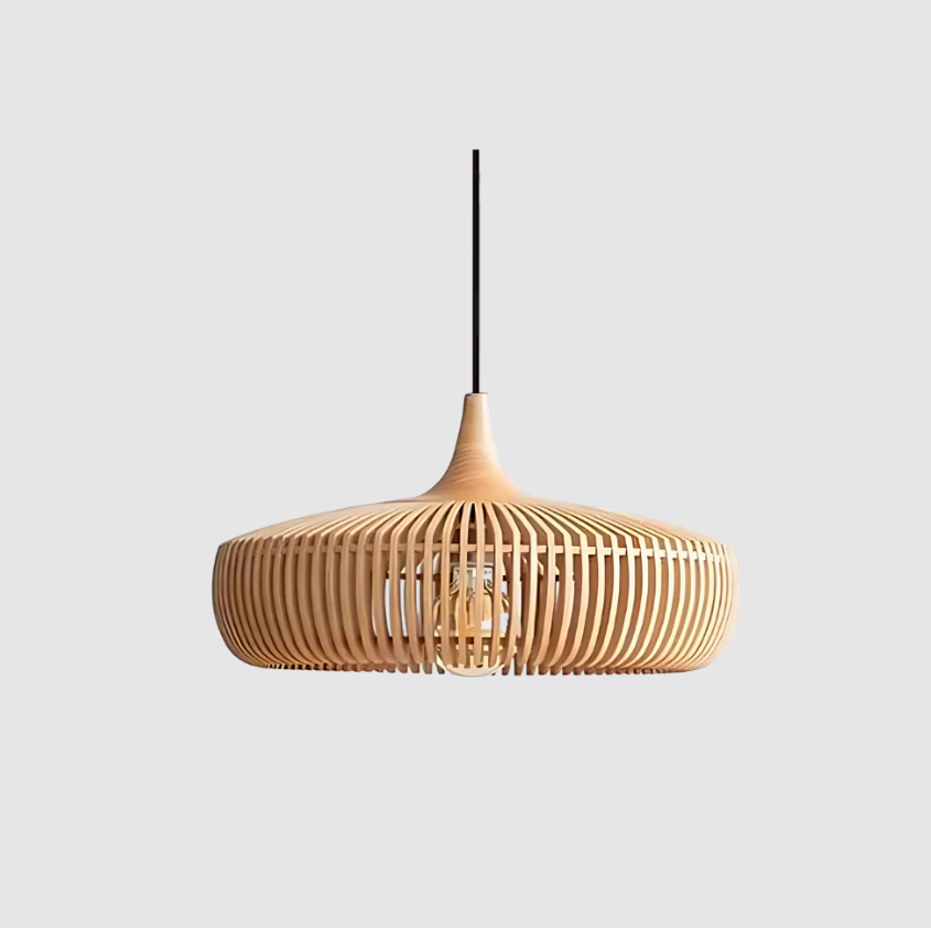 Japandi Wooden Pendant Light Modern Scandinavian Ceiling Lamp