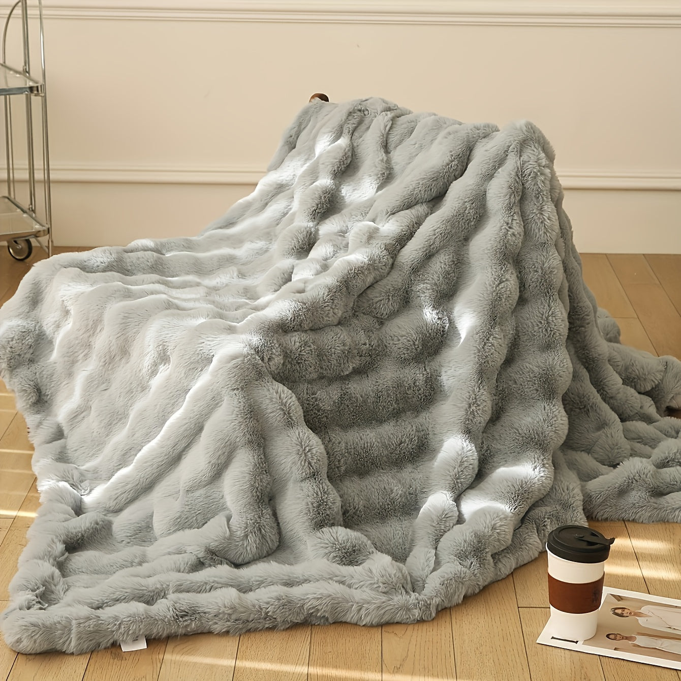 Faux Rabbit Fur Blanket Thick Soft Plush Warm Throw