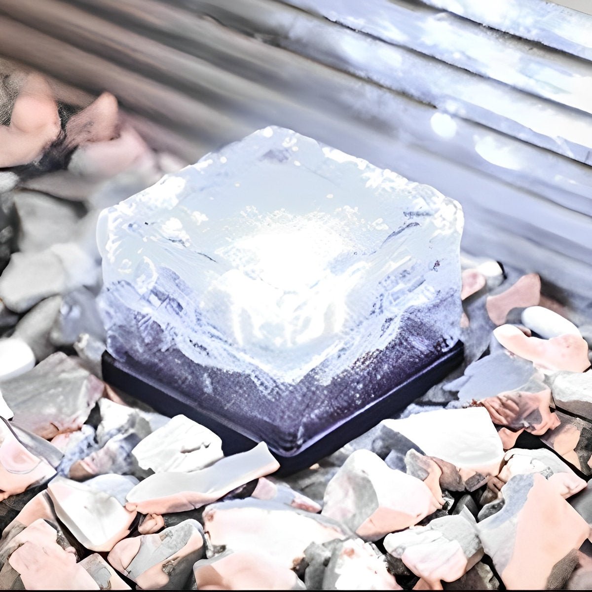 Solar LED Ice Brick Light Waterproof Garden Path Light