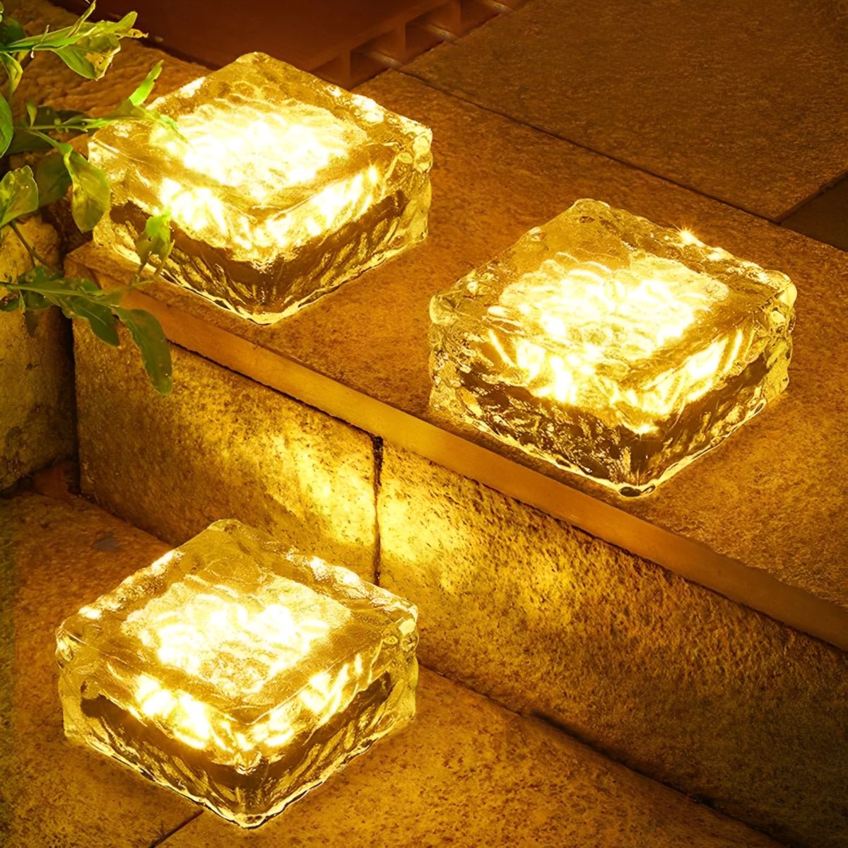 Solar LED Ice Brick Light Waterproof Garden Path Light