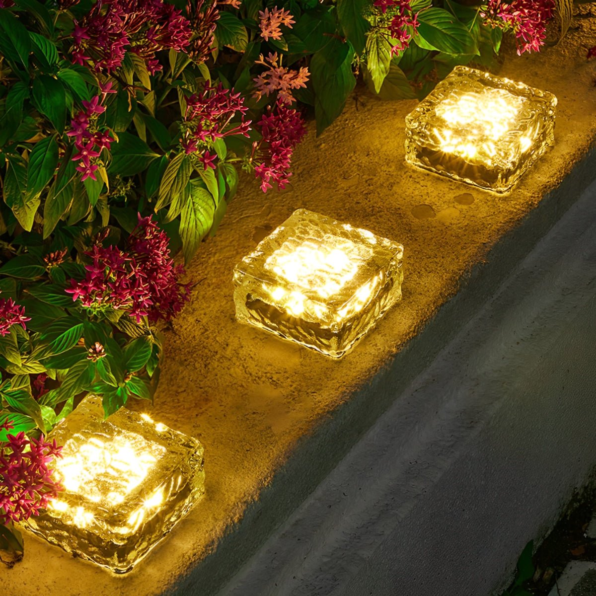 Solar LED Ice Brick Light Waterproof Garden Path Light